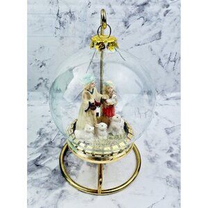 Vtg House of Lloyd Christmas Around the World Nativity Glass Ornament & Stand